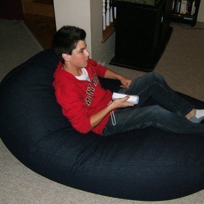 Poly/cotton protective cover for denim beanbag